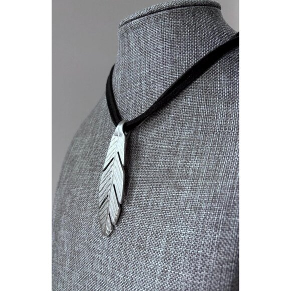 Upcycled Silverware Feather Pendant Necklace: Handmade Bohemian Flatware Jewelry - Picture 4 of 6